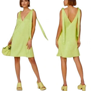 NEW Stine Goya Rosario Neon Green Mini Dress Tie Shoulder Size 2/4